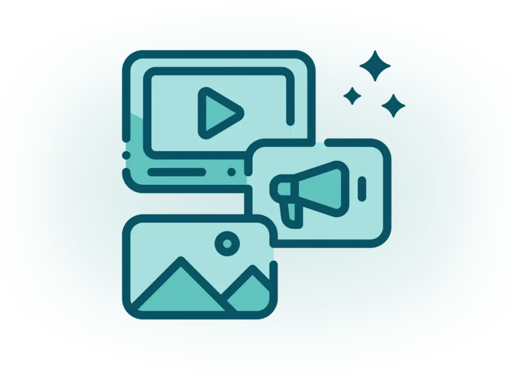 Illustrationer av kreativt innehåll.