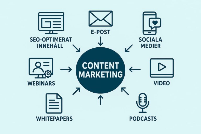 Graf med olika typer av content marketing.