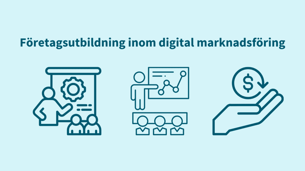 Diagram som visar fördelarna med utbildningar inom digital marknadsföring för företag.