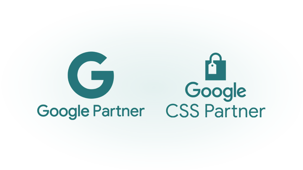 Google Partner och Google CSS Partner-logotyper i mörkgrön färg.