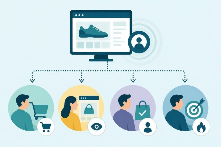 Flödesschema som förklarar vad remarketing är och vilka fördelar det bär med sig inom digital marknadsföring.