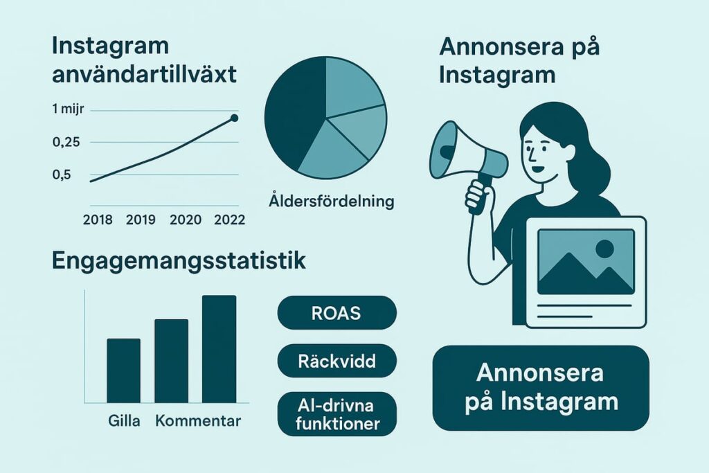 Guide med diagram och termer om annonsering på Instagram.
