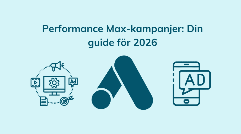 Diagram med Google Ads-logotyp, en mobil och marknadsföringsprocessen