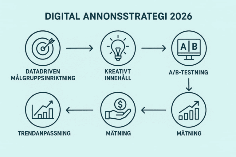 Diagram som visar en strategi för digital annonsering 2026.